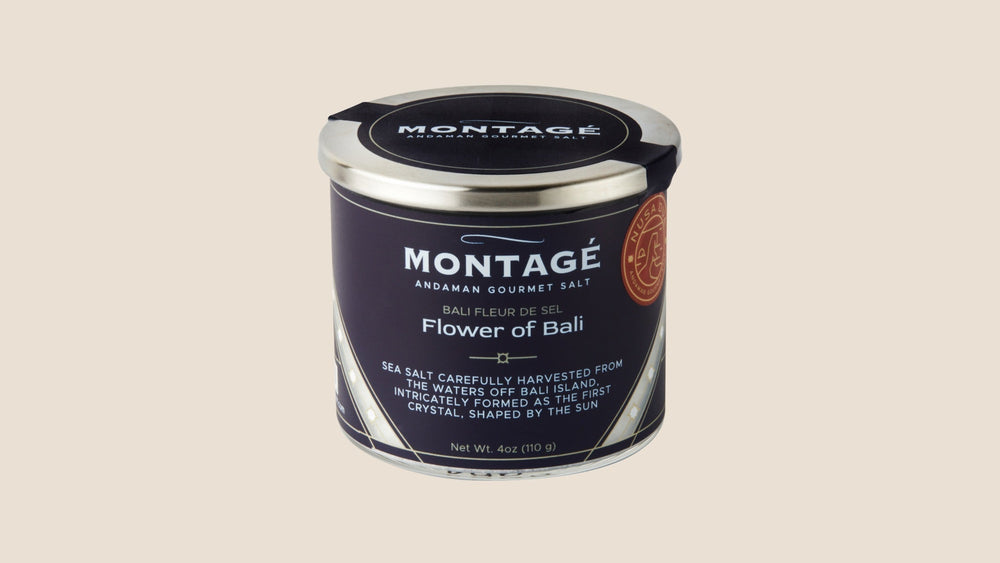 Jar of Montagé Nusa Dua fleur de sel, hand-harvested Bali sea salt