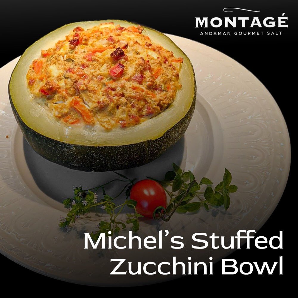 Michel's Stuffed Zucchini Bowl - MONTAGÉ Andaman Gourmet Salt - EAP Trading LLC