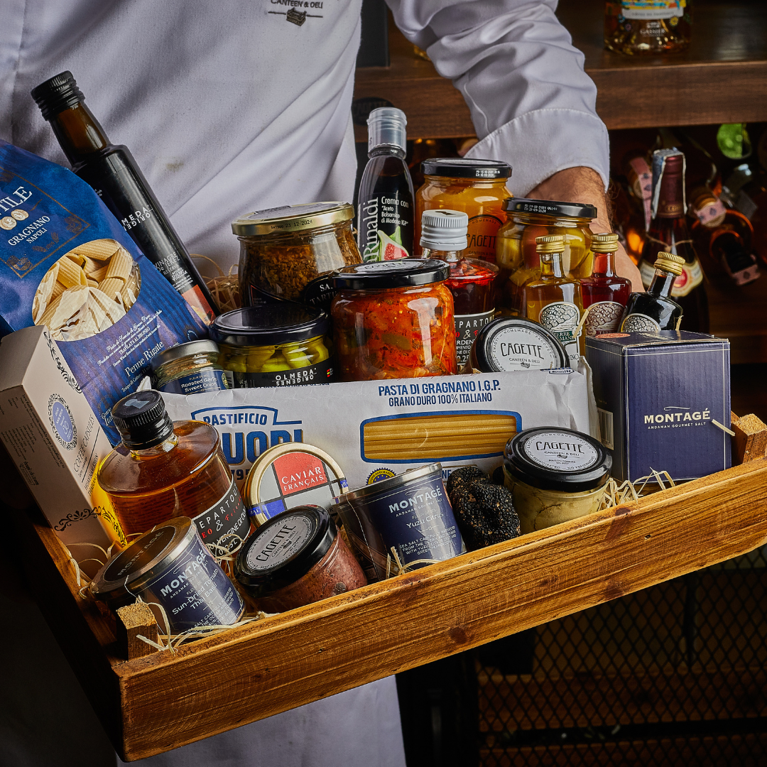 basket present montage salt among gourmet gifts