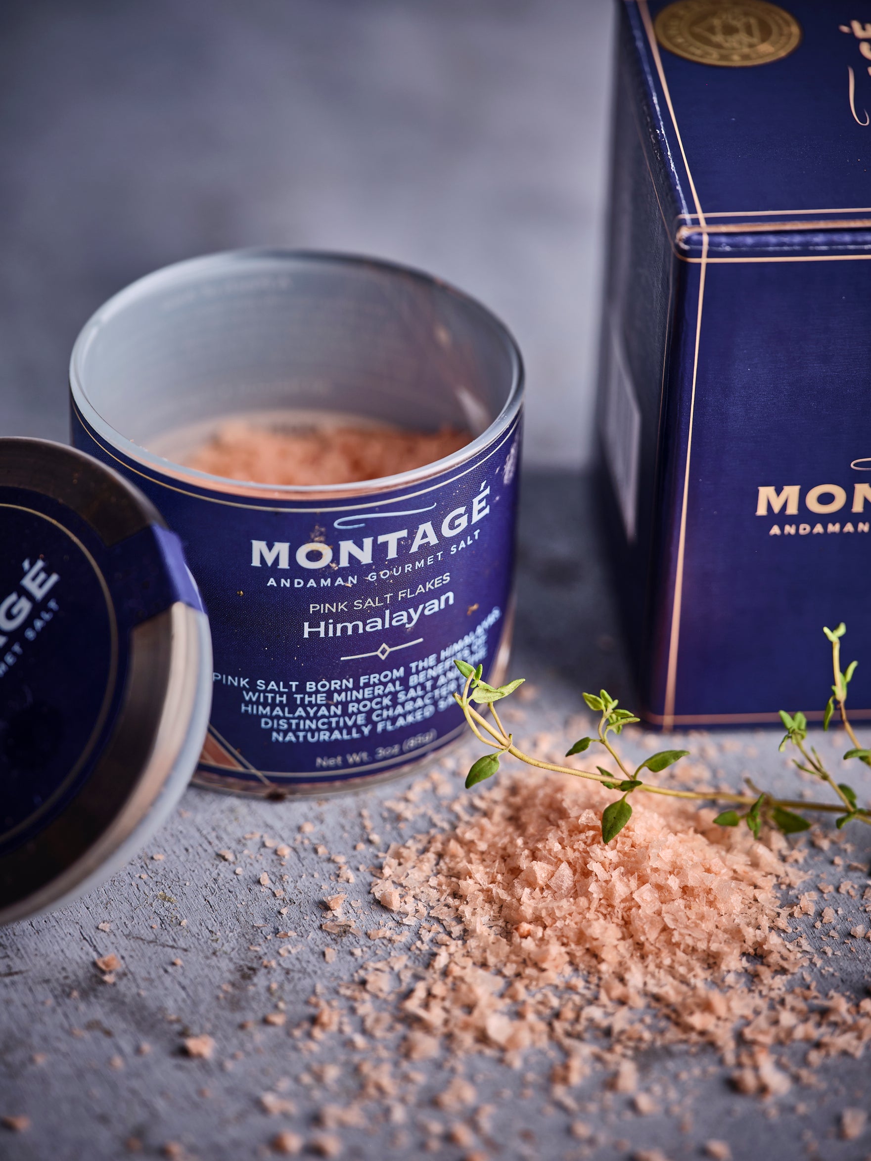 Flaky salt in a glass jar