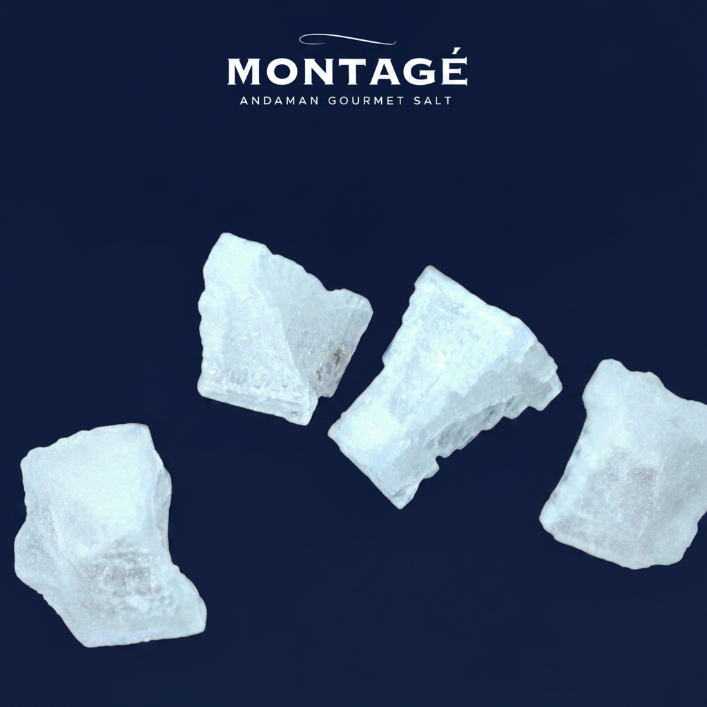 Close-up of hand-harvested Tejakula hollow pyramid salt crystals, showing the architectural geometric form and shimmering texture of this professional finishing garnish.