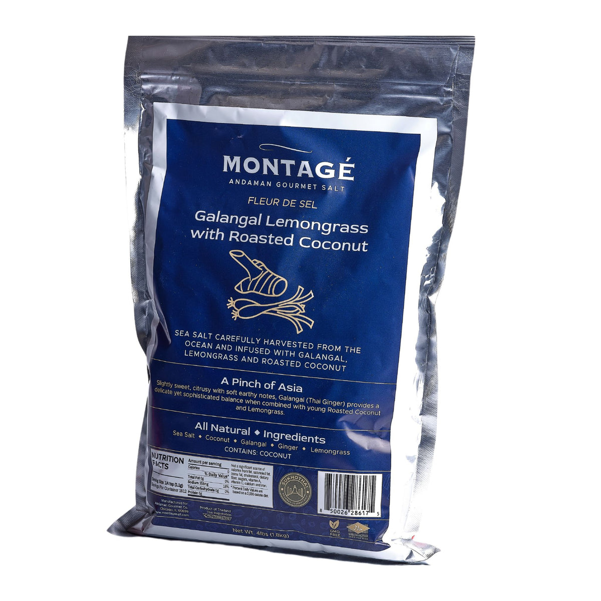 Montagé Galangal Lemongrass with Roasted Coconut fleur de sel 4lb bulk bag for bars and restaurants