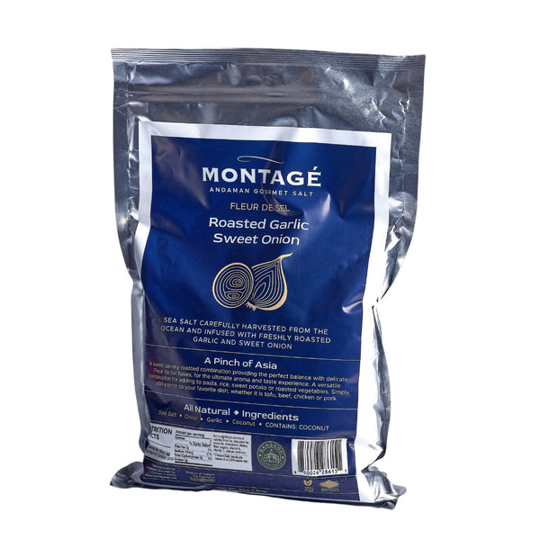 Montagé Roasted Garlic & Sweet Onion sea salt 4lb Chef's Bag, angled view