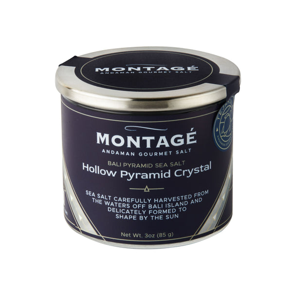 Montagé Hollow Pyramid Crystal Bali sea salt, 3oz jar