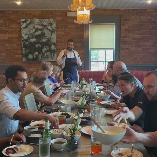 Chef Nico Abello speaking about finishing salt