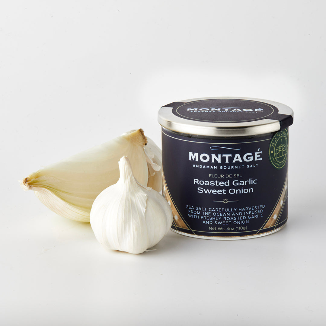 Montagé Fleur de Sel Roasted Garlic Sweet Onion showing ingredients