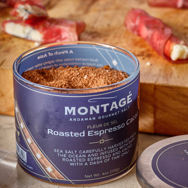 Fleur de Sel Gourmet Salt | Roasted Espresso Cacao | 4oz Glass Jar